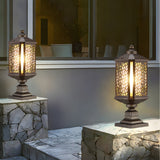 Retro Die Cast Aluminum Outdoor Post Light Waterproof Antique Brass Fence Column Lamp