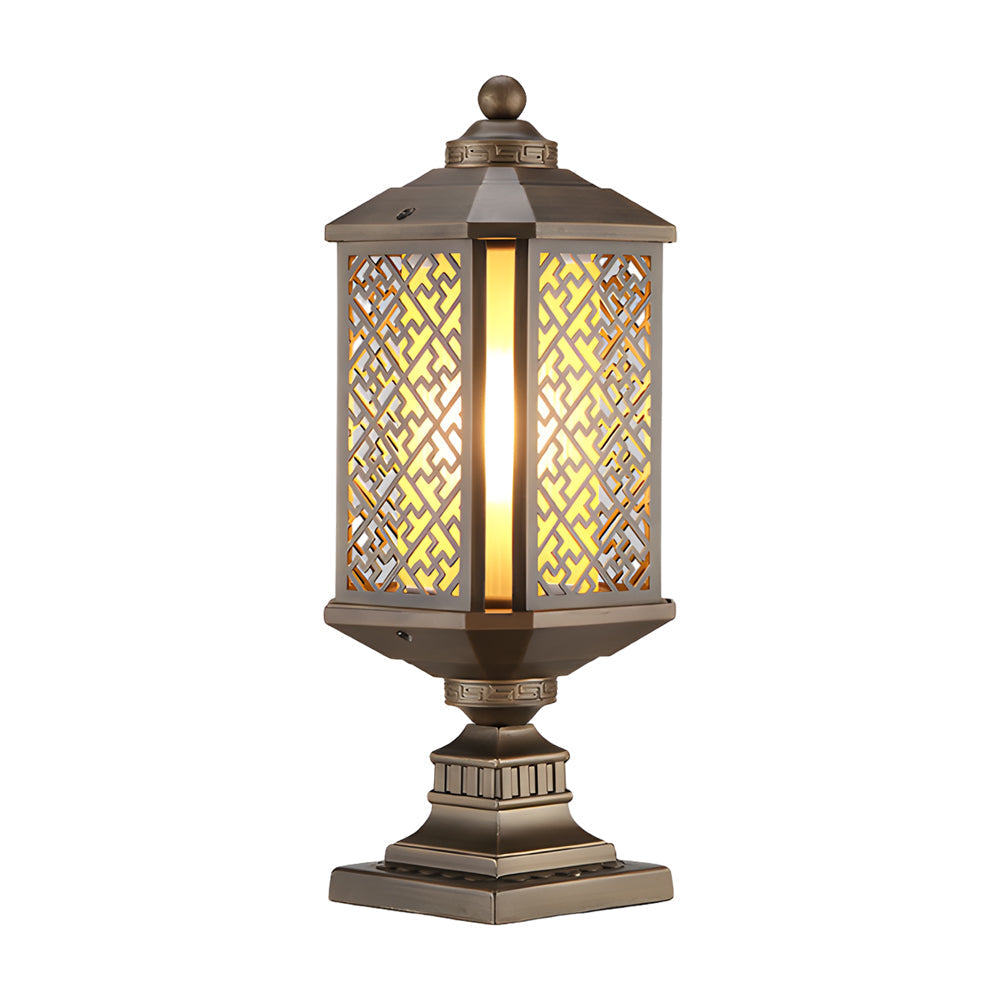Retro Die Cast Aluminum Outdoor Post Light Waterproof Antique Brass Fence Column Lamp