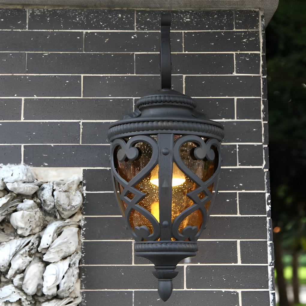 Retro Die Cast Aluminum Outdoor Wall Sconce with Bubble Glass Shade for Patio and Porch Lighting