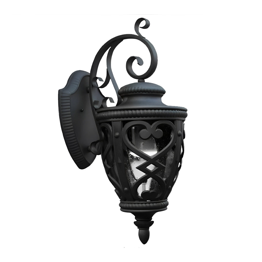 Retro Die Cast Aluminum Outdoor Wall Sconce with Bubble Glass Shade for Patio and Porch Lighting