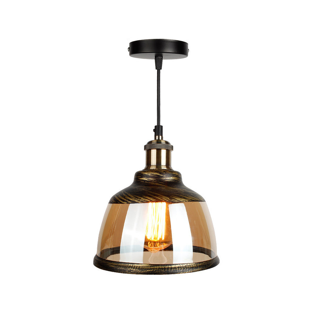 Retro Green Bronze Glass Pendant Light Vintage Industrial Small Chandelier for Dining Room and Bedroom