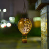 Retro Hot Air Balloon Solar Lantern Hanging Metal Garden Light Outdoor Decorative Lamp