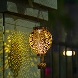 Retro Hot Air Balloon Solar Lantern Hanging Metal Garden Light Outdoor Decorative Lamp