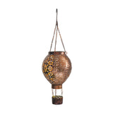 Retro Hot Air Balloon Solar Lantern Hanging Metal Garden Light Outdoor Decorative Lamp