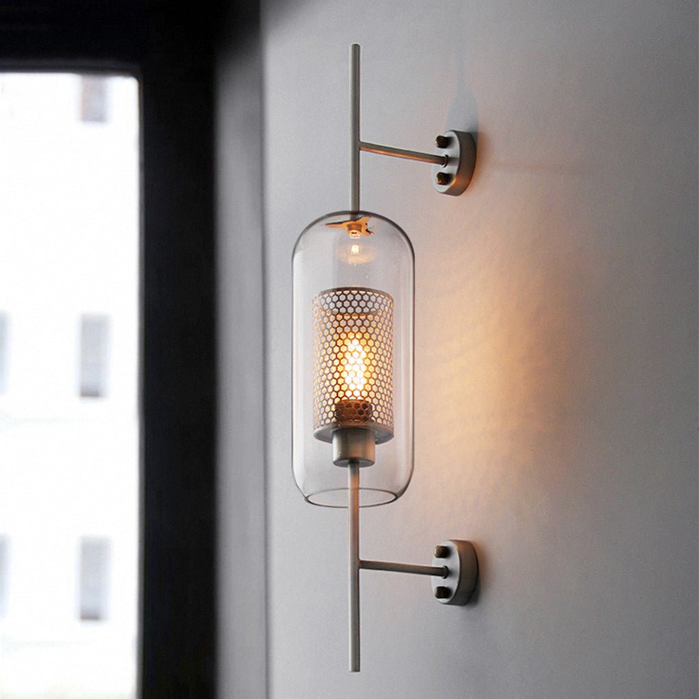 Retro Industrial Bronze Glass Tank Wall Sconce Vintage Corridor Lighting Fixture