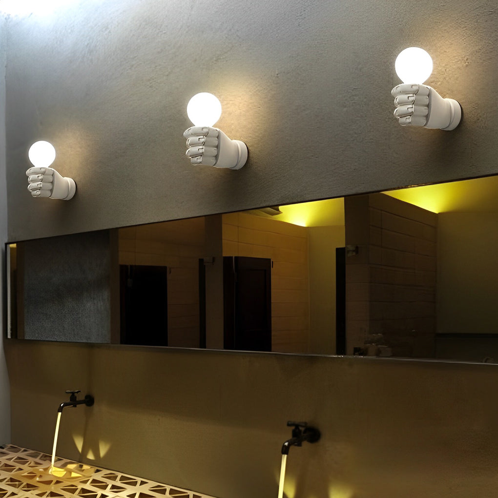 Retro Industrial Fist Hand Wall Sconce Resin Decorative Wall Lamp for Porch Hallway and Stairs