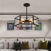 Retro Industrial Geometric Hexagonal Glass Flush Mount LED Ceiling Light for Living Room and Cafe