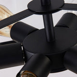 Retro Industrial Geometric Hexagonal Glass Flush Mount LED Ceiling Light for Living Room and Cafe