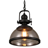 Retro Industrial Glass Bowl Pendant Light Antique Iron Hanging Ceiling Lamp for Kitchen Island