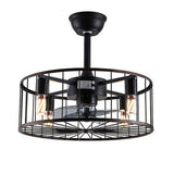 Vintage Industrial Cage Bladeless Ceiling Fan with Light and Remote Control 18 Inch Mute Fan