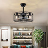 Vintage Industrial Cage Bladeless Ceiling Fan with Light and Remote Control 18 Inch Mute Fan