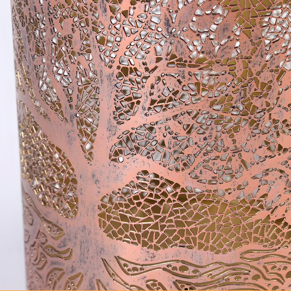 Retro Iron Solar Hanging Lantern with Decorative Tree Pattern Projection for Outdoor Garden