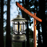 Retro LED Camping Lantern Waterproof Rechargeable Outdoor Hanging Light for Garden and Tents