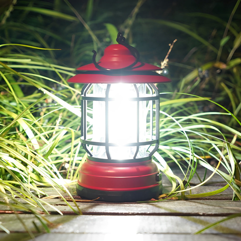 Retro LED Camping Lantern Waterproof Rechargeable Outdoor Hanging Light for Garden and Tents
