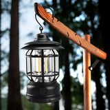 Retro LED Camping Lantern Waterproof Rechargeable Outdoor Hanging Light for Garden and Tents