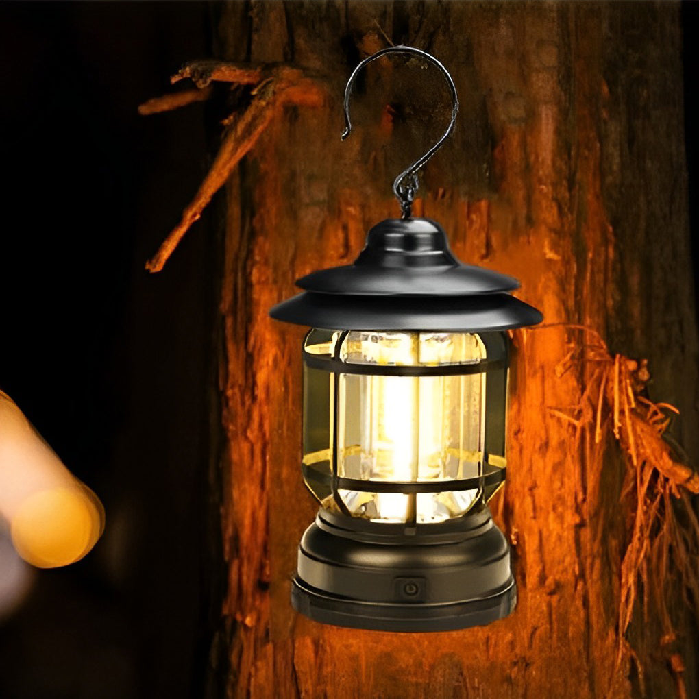 Retro LED Camping Lantern Waterproof Rechargeable Outdoor Hanging Light for Garden and Tents