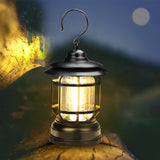 Retro LED Camping Lantern Waterproof Rechargeable Outdoor Hanging Light for Garden and Tents