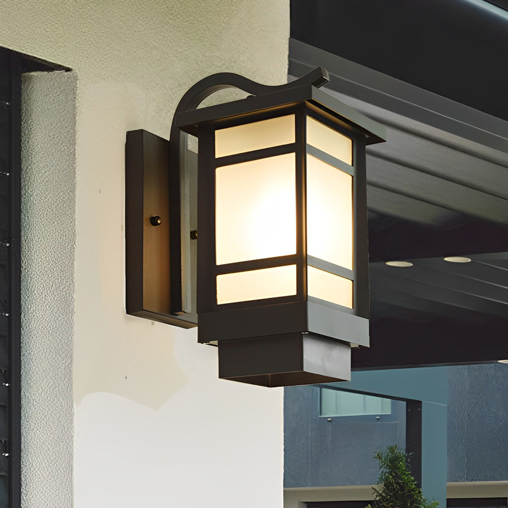 Retro Matte Black Outdoor Wall Sconce LED Waterproof Glass Lantern for Garden and Patio