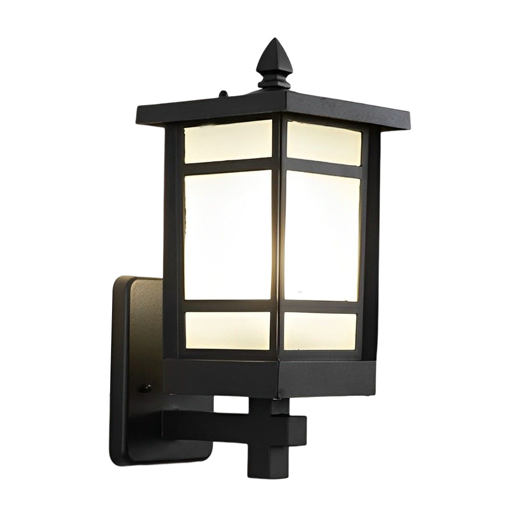 Retro Matte Black Outdoor Wall Sconce LED Waterproof Glass Lantern for Garden and Patio