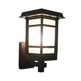 Retro Matte Black Outdoor Wall Sconce LED Waterproof Glass Lantern for Garden and Patio