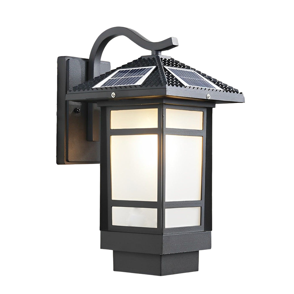 Retro Matte Black Outdoor Wall Sconce LED Waterproof Glass Lantern for Garden and Patio