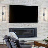 Retro Metal Frame Glass Wall Sconce Light with Dual E27 Sockets for Indoor Hallway Decor