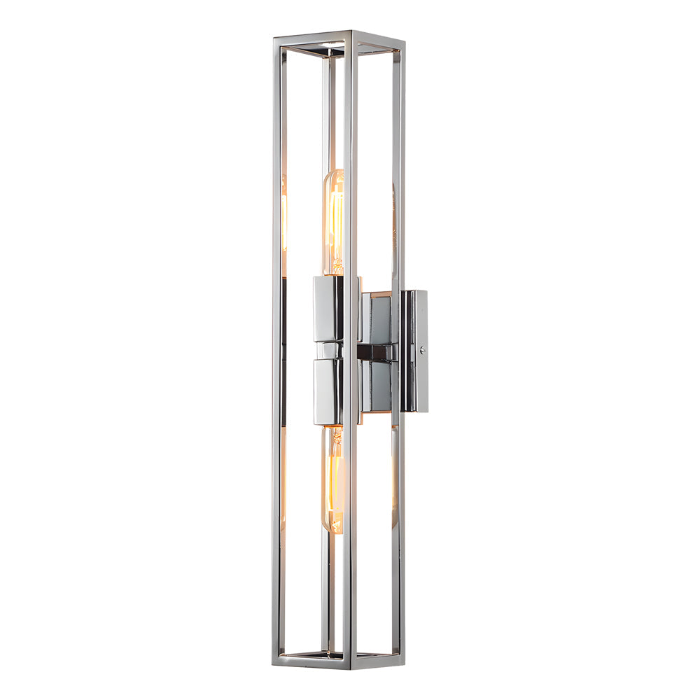 Retro Metal Frame Glass Wall Sconce Light with Dual E27 Sockets for Indoor Hallway Decor
