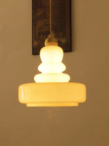 Retro Milk Glass Schoolhouse Pendant Light Vintage Indoor Ceiling Fixture