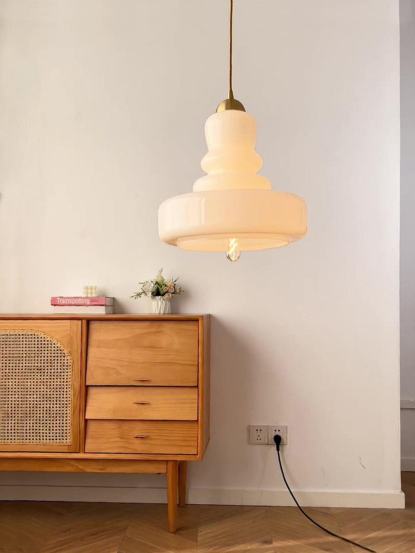Retro Milk Glass Schoolhouse Pendant Light Vintage Indoor Ceiling Fixture