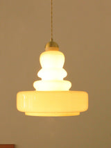 Retro Milk Glass Schoolhouse Pendant Light Vintage Indoor Ceiling Fixture