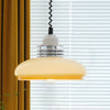 Retro Nordic Round Cream Glass Pendant Light with 3 Step Dimming for Dining Room