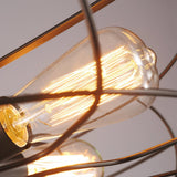 Vintage Industrial Cage Ceiling Fan Light Retro Iron Chandelier for Dining Room and Cafe