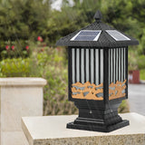Retro Outdoor Solar Fence Post Lights Waterproof LED Black Die Cast Aluminum Lantern for Garden and Path