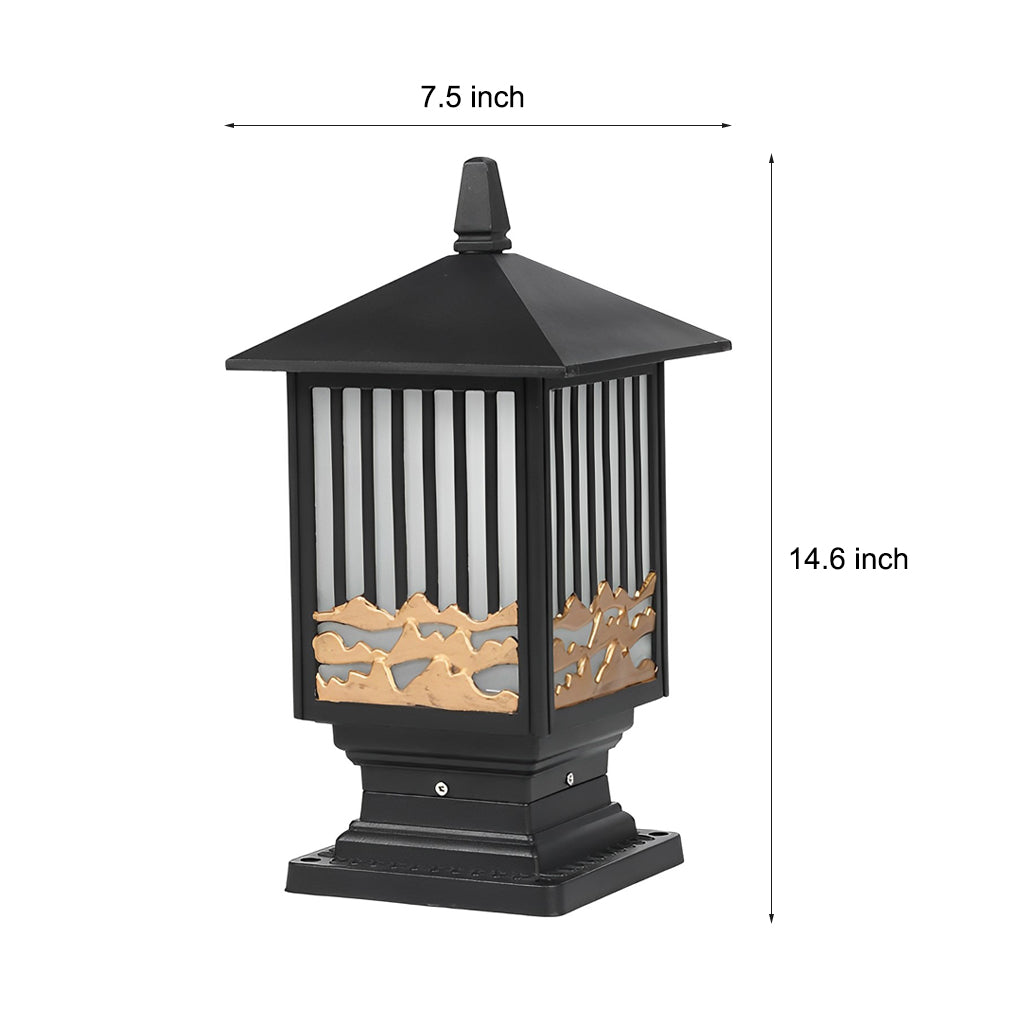 Retro Outdoor Solar Fence Post Lights Waterproof LED Black Die Cast Aluminum Lantern for Garden and Path