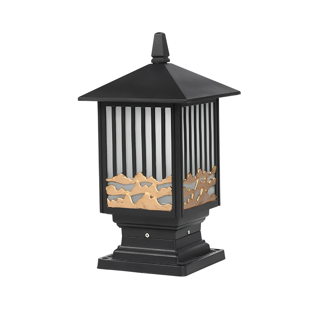 Retro Outdoor Solar Fence Post Lights Waterproof LED Black Die Cast Aluminum Lantern for Garden and Path