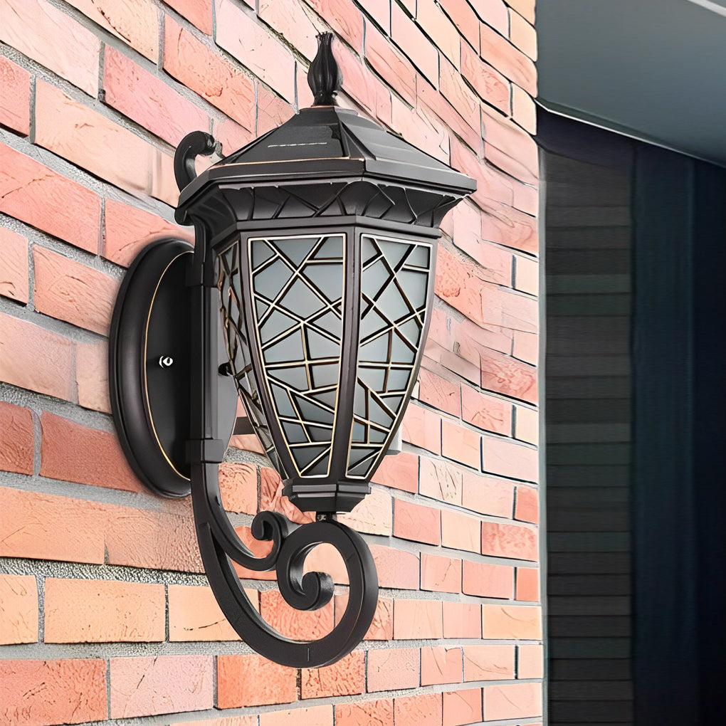 Retro Outdoor Solar Wall Lantern Waterproof Aluminum Exterior Sconce for Garden