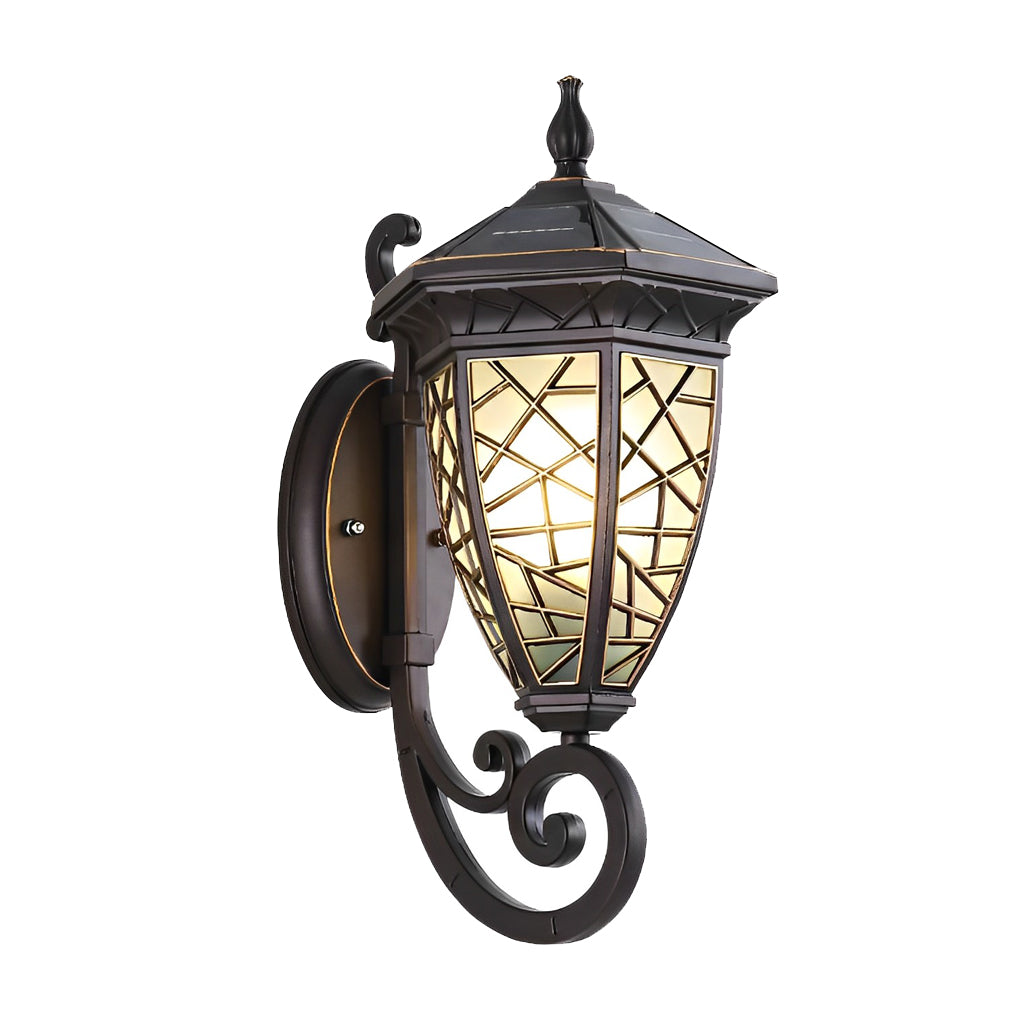 Retro Outdoor Solar Wall Lantern Waterproof Aluminum Exterior Sconce for Garden