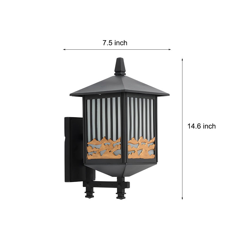Retro Outdoor Solar Wall Light Waterproof LED Exterior Porch Lantern in Black for Garden