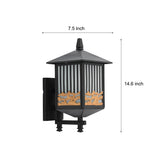 Retro Outdoor Solar Wall Light Waterproof LED Exterior Porch Lantern in Black for Garden