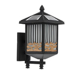 Retro Outdoor Solar Wall Light Waterproof LED Exterior Porch Lantern in Black for Garden
