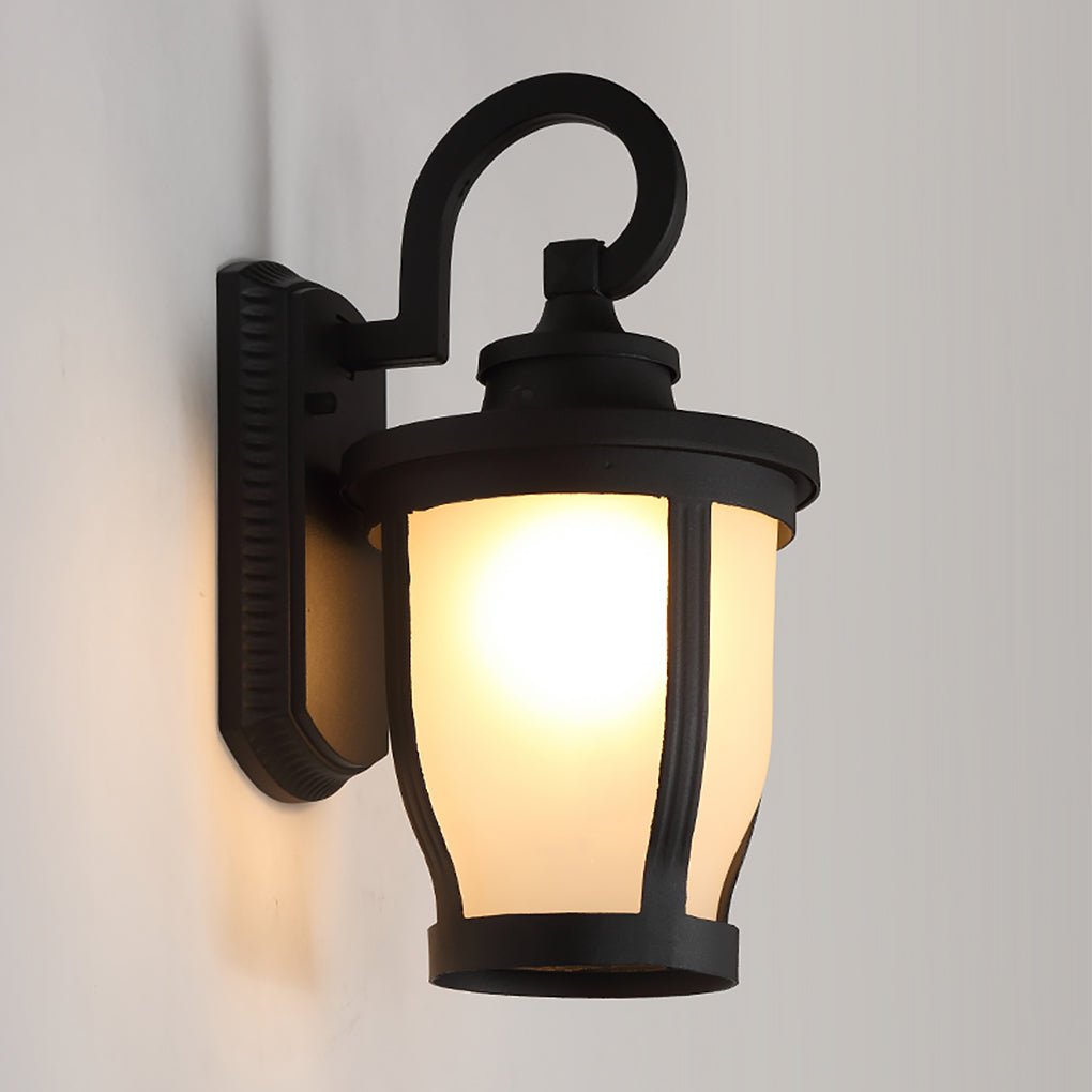 Retro Outdoor Wall Light Waterproof Exterior Sconce with Seeded Glass Shade for Porch Garden