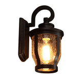 Retro Outdoor Wall Light Waterproof Exterior Sconce with Seeded Glass Shade for Porch Garden