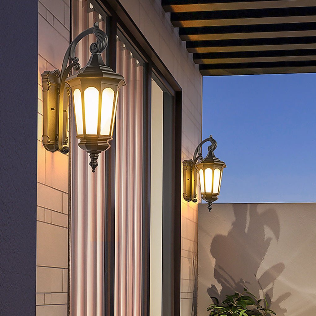 Retro Outdoor Wall Sconce Waterproof Iron Lantern for Balcony Courtyard and Garden Lighting