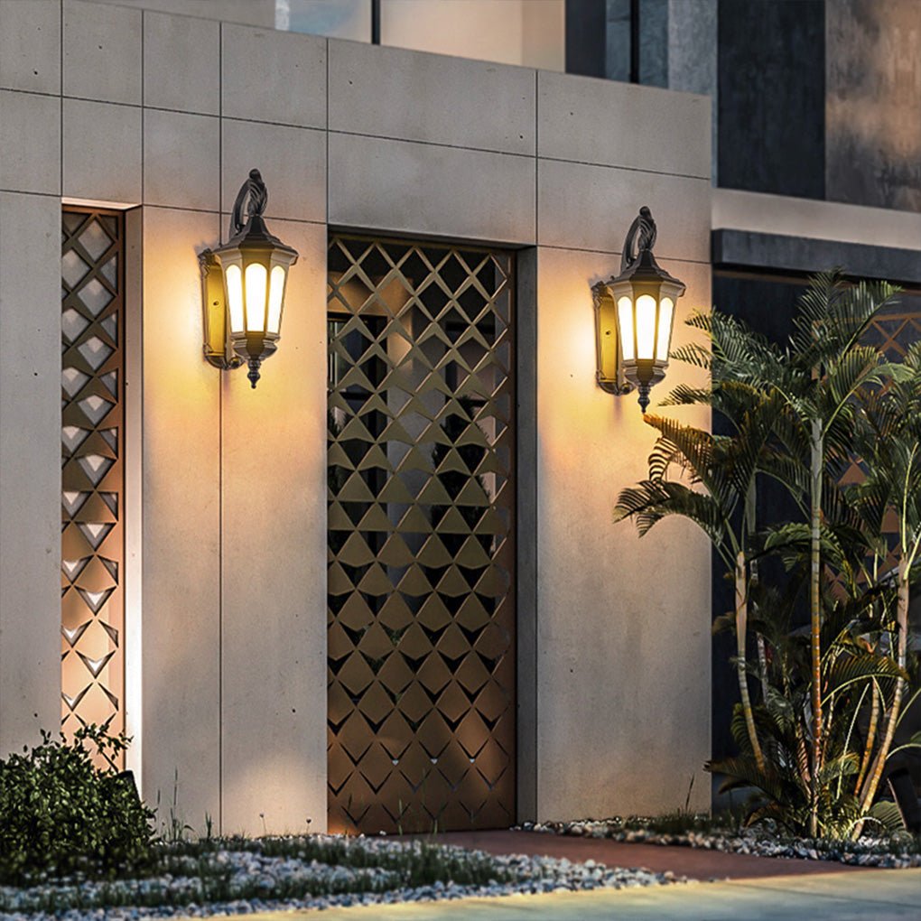 Retro Outdoor Wall Sconce Waterproof Iron Lantern for Balcony Courtyard and Garden Lighting