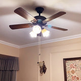 42 Inch Vintage Wood Blade Ceiling Fan with Quiet Copper Motor and 3 Light Chandelier Lighting