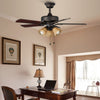 42 Inch Vintage Wood Blade Ceiling Fan with Quiet Copper Motor and 3 Light Chandelier Lighting