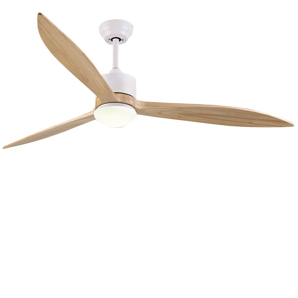 Vintage Solid Wood 52 Inch Ceiling Fan with Lights Dimmable LED Silent DC Motor Remote Control