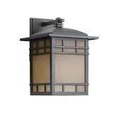 Retro Square Exterior Wall Light Amber Glass Waterproof Aluminum Sconce for Patio Balcony