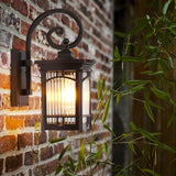 Retro Striped Glass Outdoor Wall Lantern Waterproof Die Cast Aluminum Exterior Light Sconce for Patio and Garden