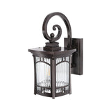 Retro Striped Glass Outdoor Wall Lantern Waterproof Die Cast Aluminum Exterior Light Sconce for Patio and Garden